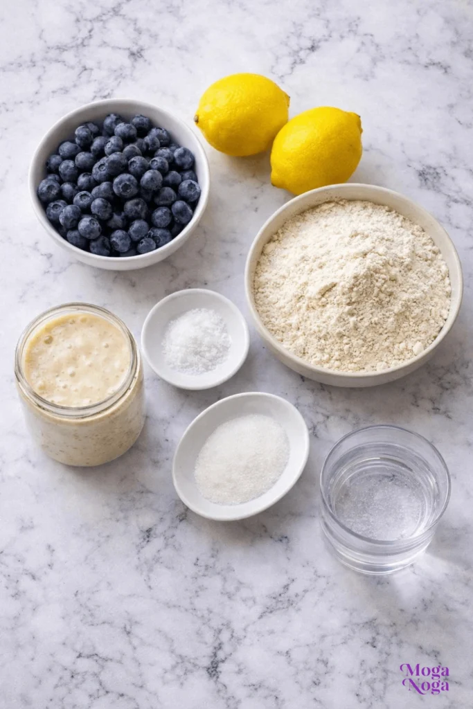lemon blueberry sourdough bread-ingredients