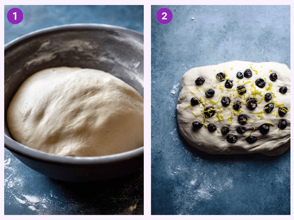 lemon blueberry sourdough bread-steps