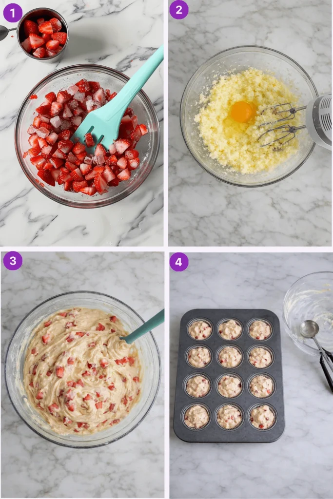 strawberry muffins-steps