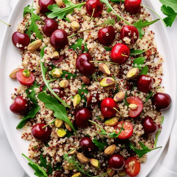 Cherry pistachio quinoa salad