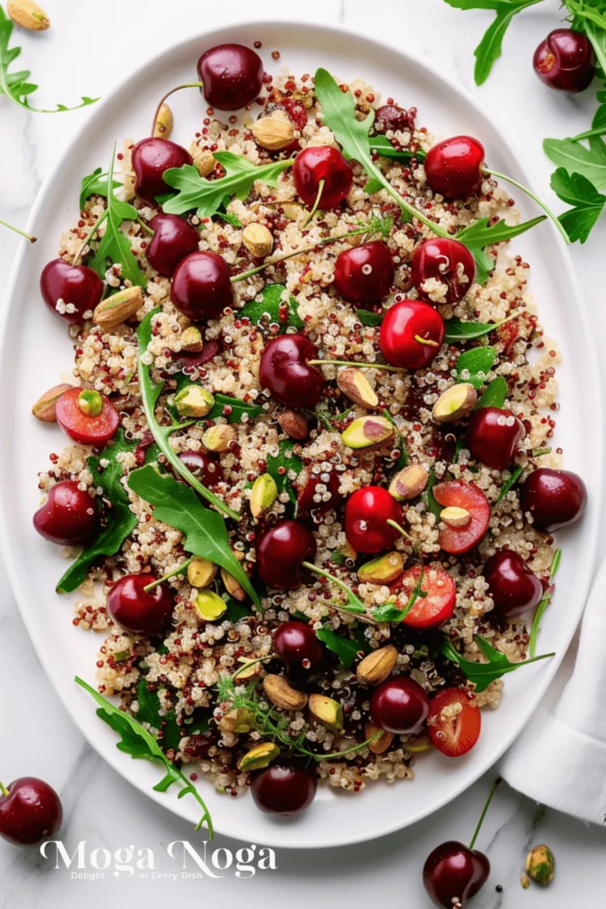 Cherry pistachio quinoa salad