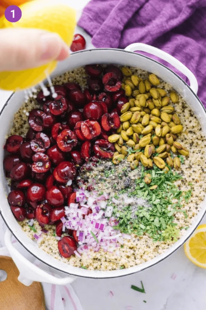 Cherry pistachio quinoa salad-steps