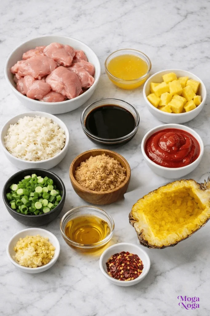 Hawaiian Huli Huli Chicken Stack-ingredients