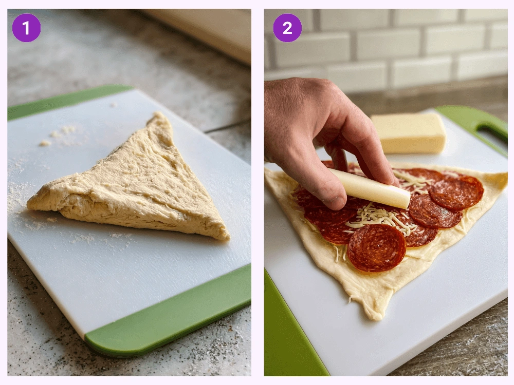 Mozzarella Pepperoni Croissant Rolls-steps