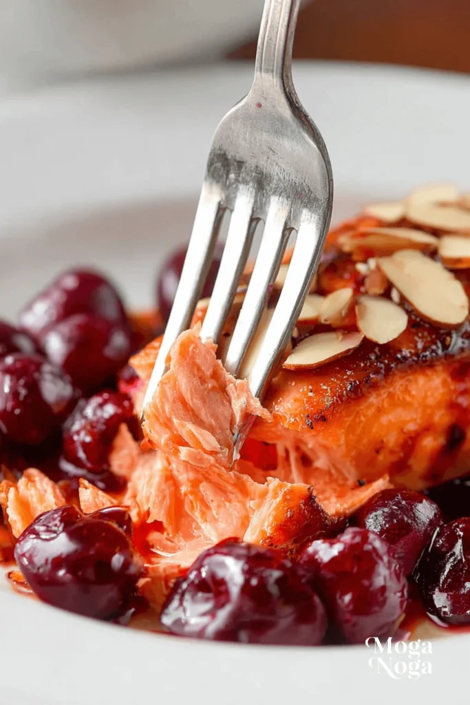 Pan-Seared Salmon with Cherry Almond Sauce-1