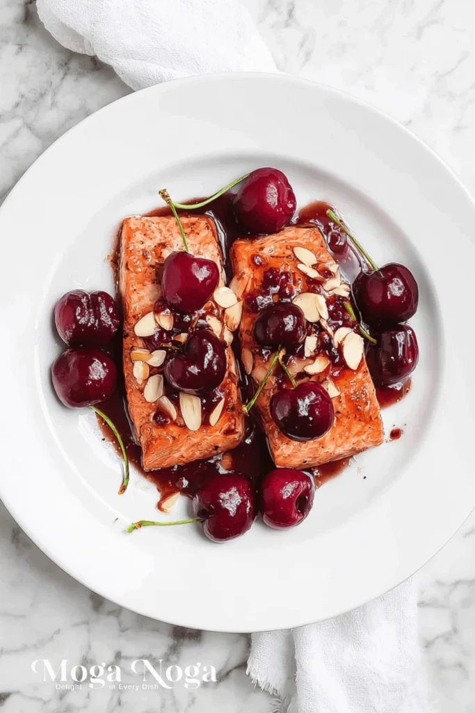 Pan-Seared Salmon with Cherry Almond Sauce