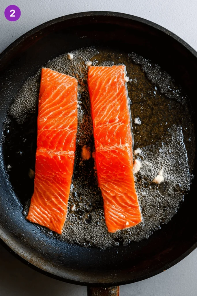 Pan-Seared Salmon with Cherry Almond Sauce-steps1
