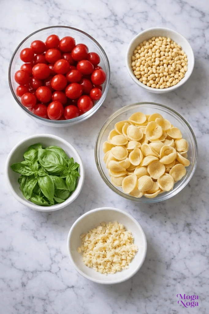 Pasta with simple cherry tomato sauce-ingredients
