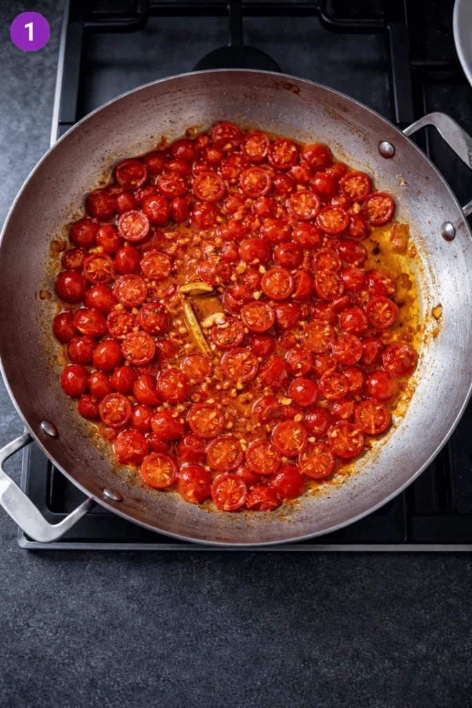 Pasta with simple cherry tomato sauce-steps