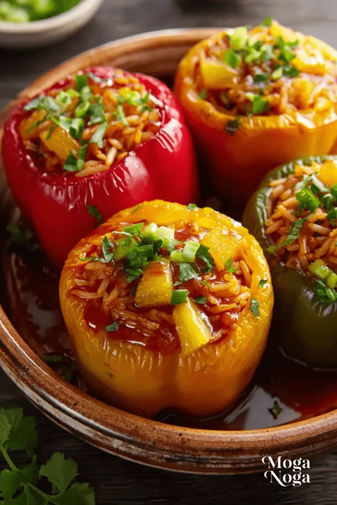 Pineapple Chicken and Rice Stuffed Peppers-3