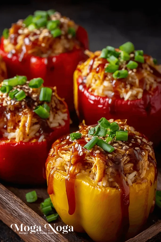 Pineapple Chicken and Rice Stuffed Peppers