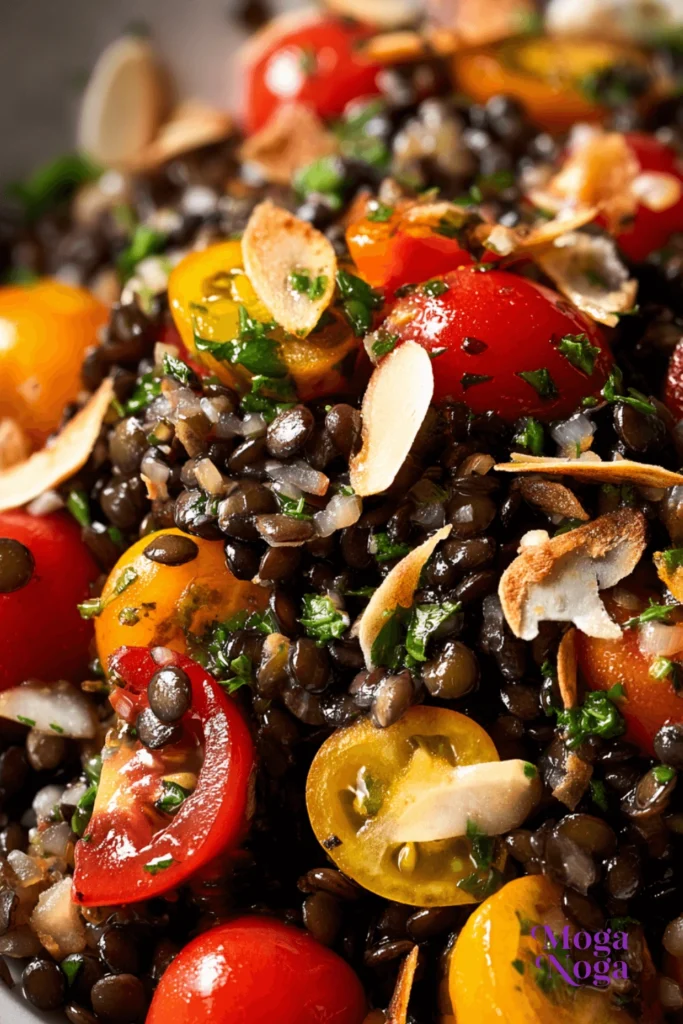 Roasted eggplant black lentil salad-1