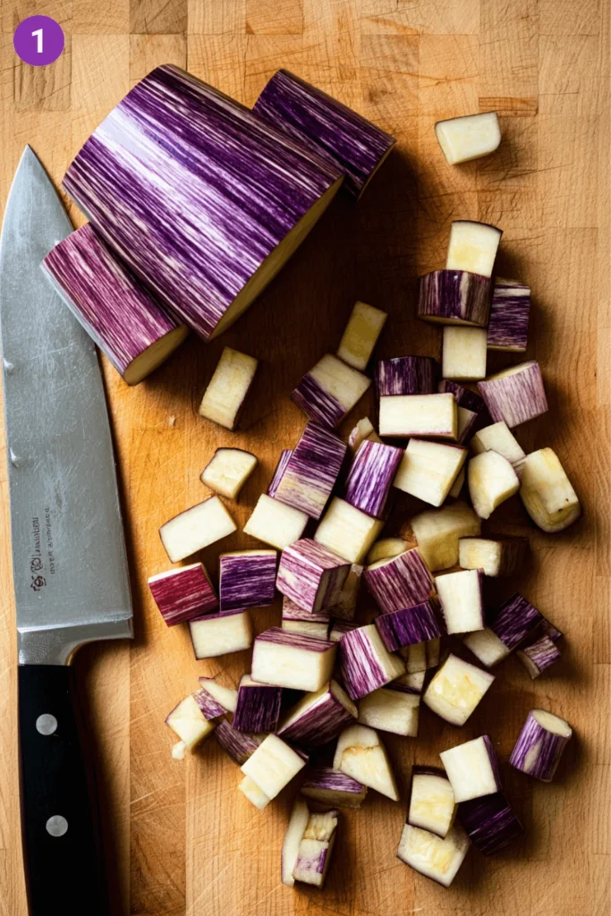Roasted eggplant black lentil salad-steps