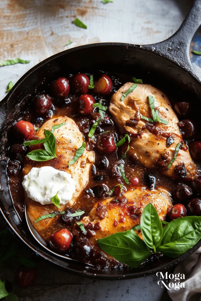 Skillet cherry chicken with white wine sauce-1