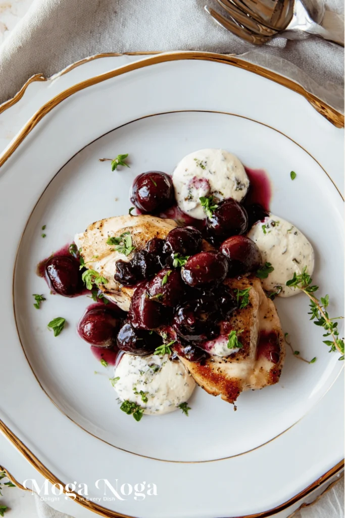 Skillet cherry chicken with white wine sauce
