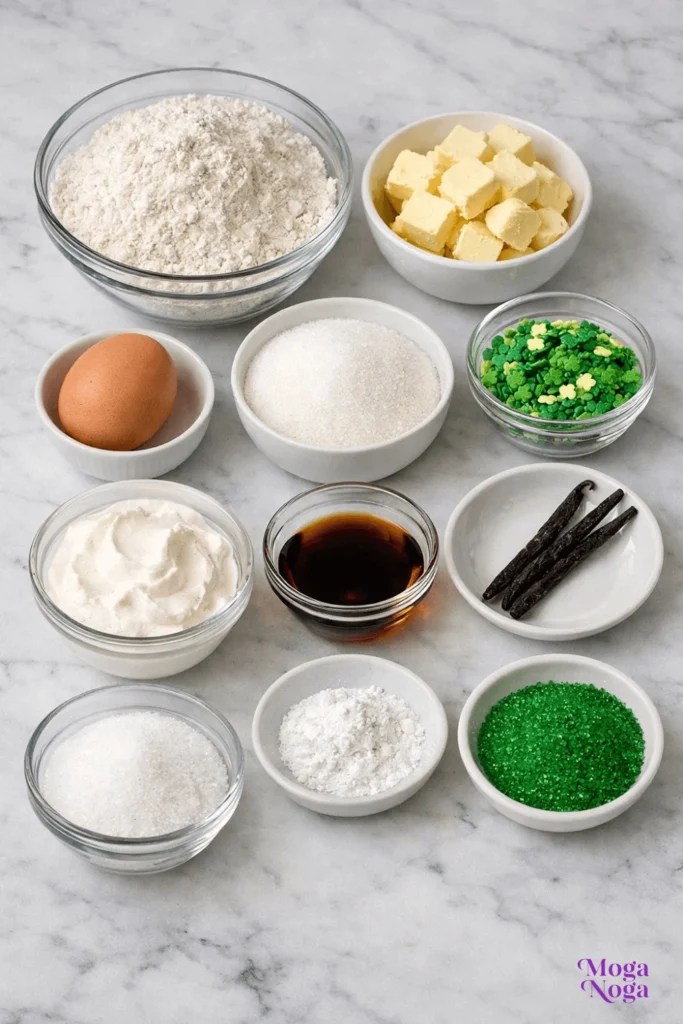 Vanilla Bean St. Patrick’s Day Cookies-ingredients