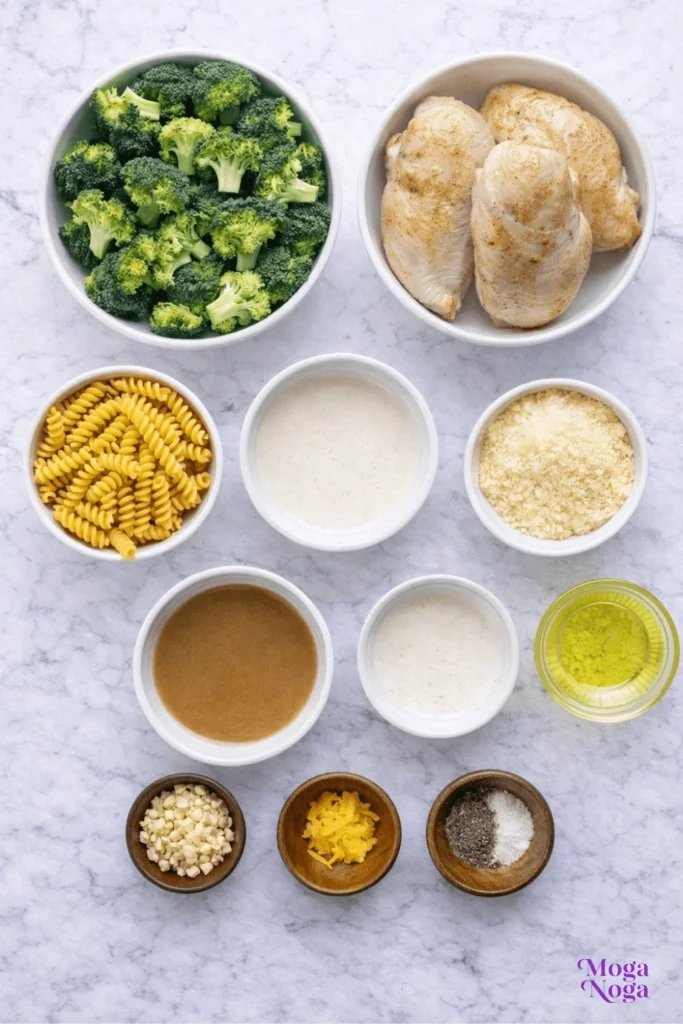 rotisserie chicken broccoli pasta-ingredients