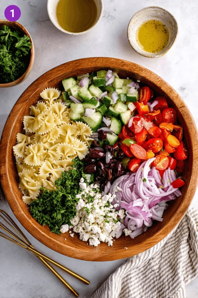  great greek pasta salad-steps