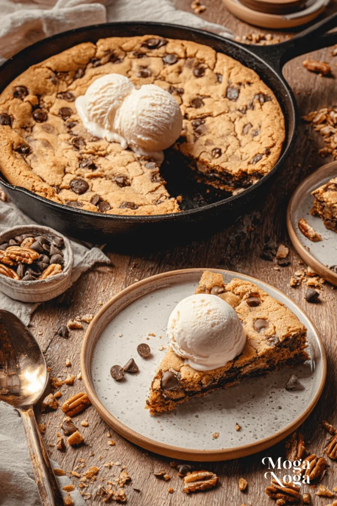 Brown butter pecan chocolate chip skillet cookie-1