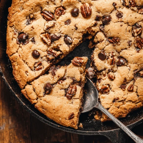 Brown butter pecan chocolate chip skillet cookie