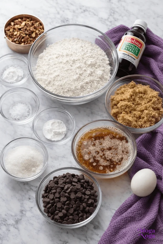 Brown butter pecan chocolate chip skillet cookie-ingredients