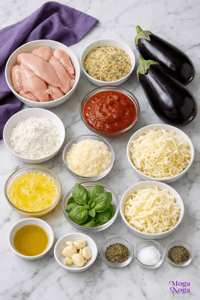 Chicken and eggplant parmesan-ingredients