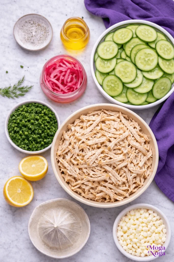 Chicken cucumber salad-ingredients