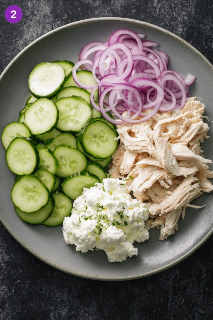 Chicken cucumber salad-steps1