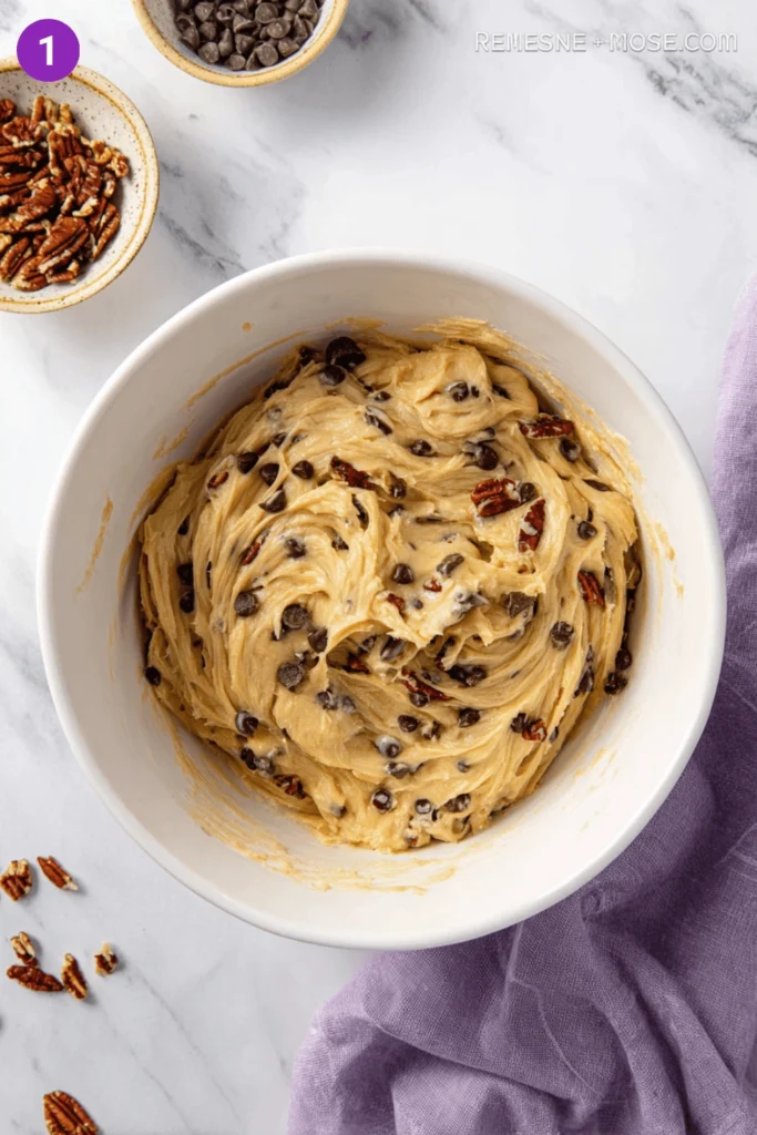 Chocolate chip butter pecan cookies-steps1