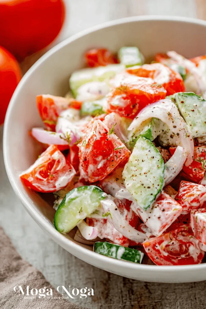 Creamy cucumber & tomato salad