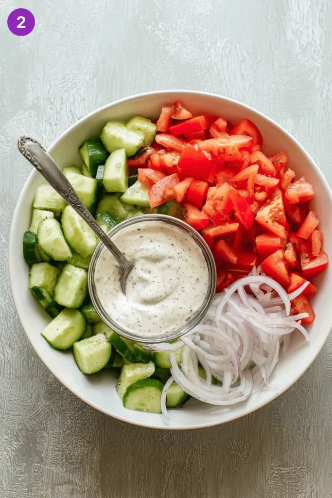 Creamy cucumber & tomato salad-steps1