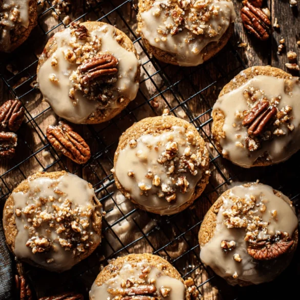 Frosted butter pecan cookies