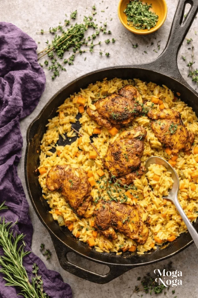 Herby Chicken and Orzo Skillet-1