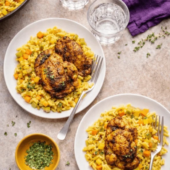 Herby Chicken and Orzo Skillet