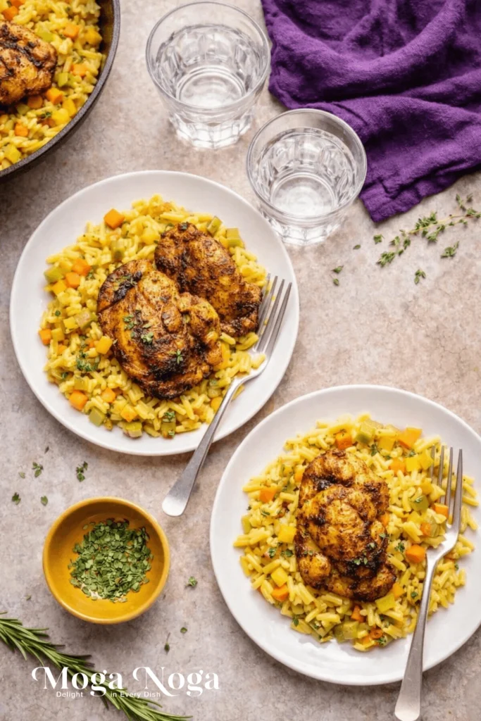 Herby Chicken and Orzo Skillet