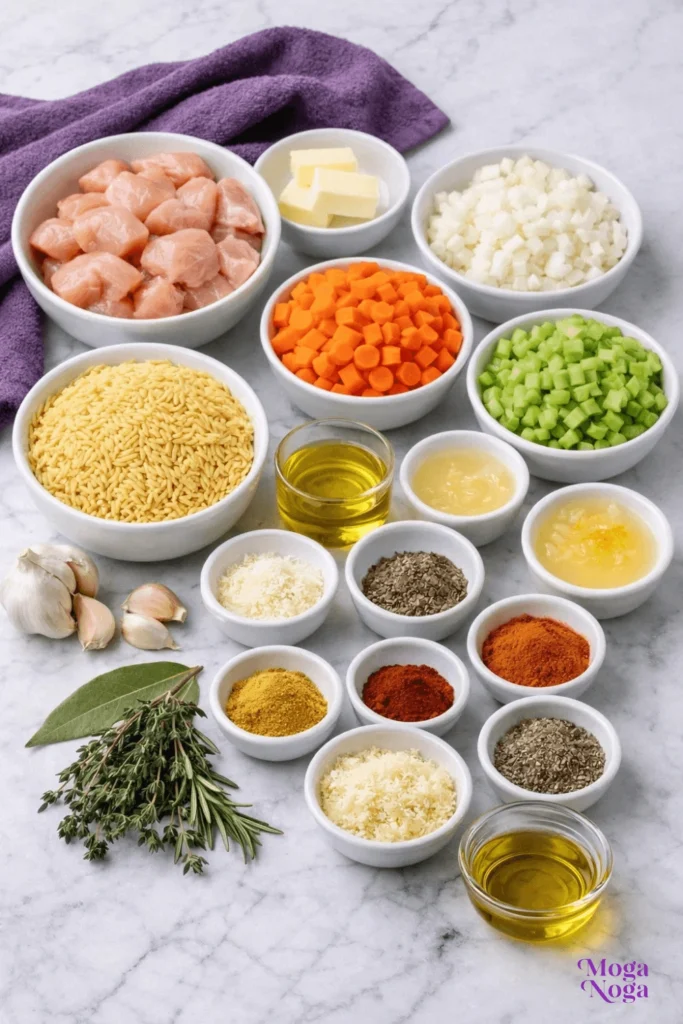 Herby Chicken and Orzo Skillet-ingredients