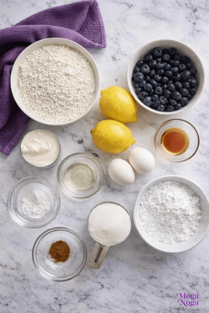 Lemon blueberry muffins-ingredients