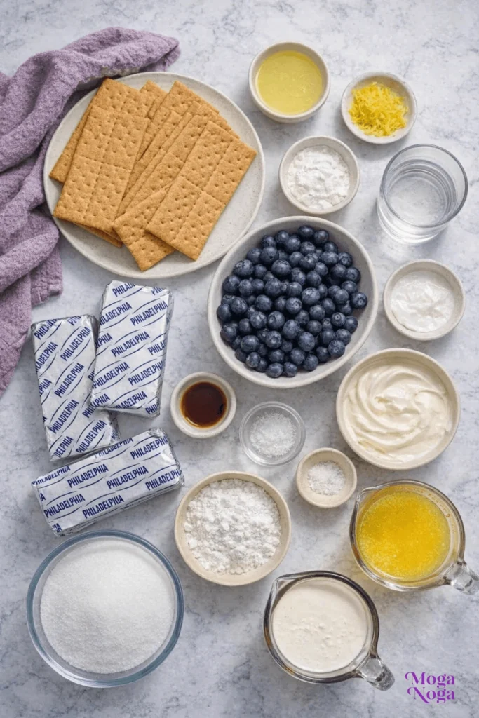 No-bake lemon blueberry cheesecake-ingredients