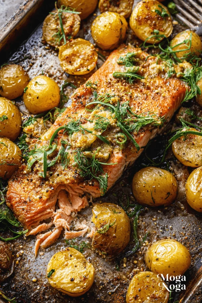 Sheet Pan Dijon Salmon and Panko Potatoes-1