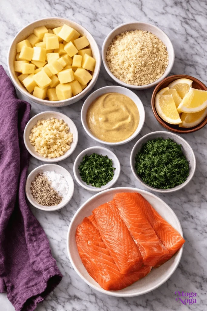 Sheet Pan Dijon Salmon and Panko Potatoes-ingredients