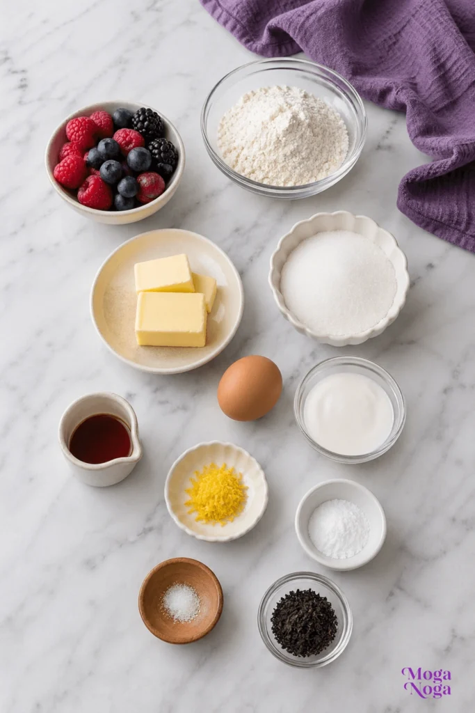 Brown Butter Berry Tea Cakes-Ingredients
