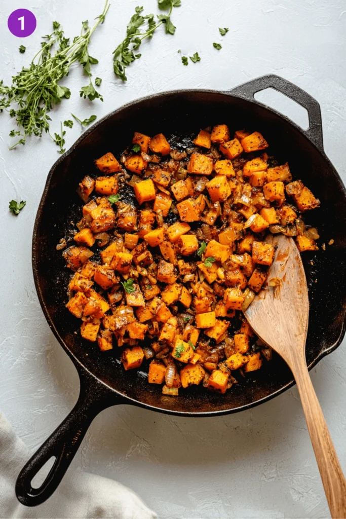 Butternut Squash and Black Bean Enchilada Skillet-Steps