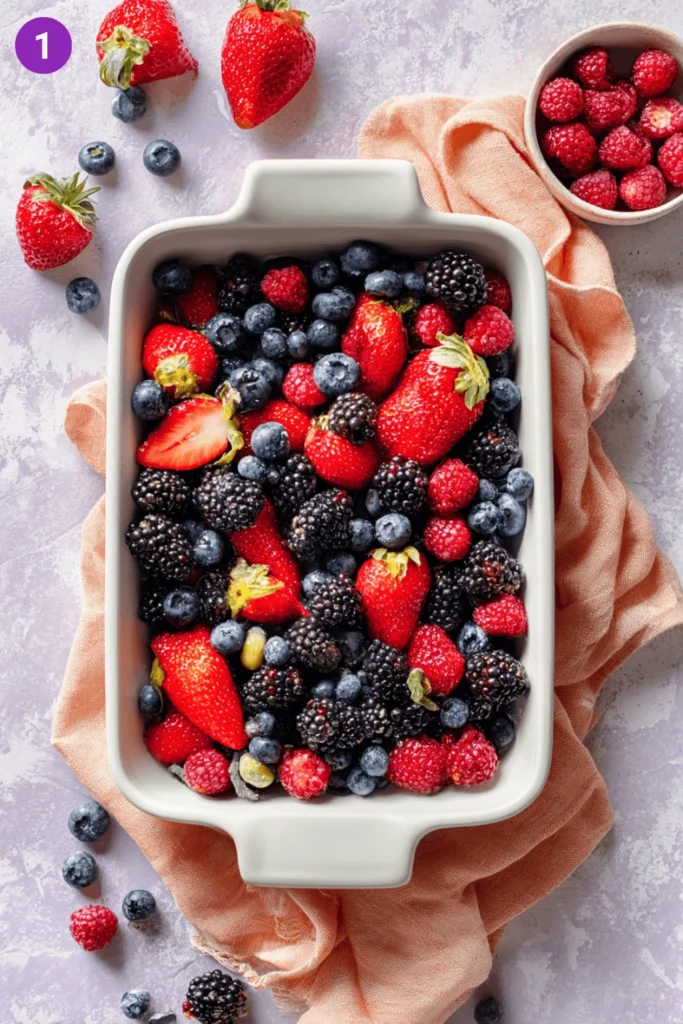Mixed Berry Cobbler with Lemon-Pistachio Biscuits-Steps