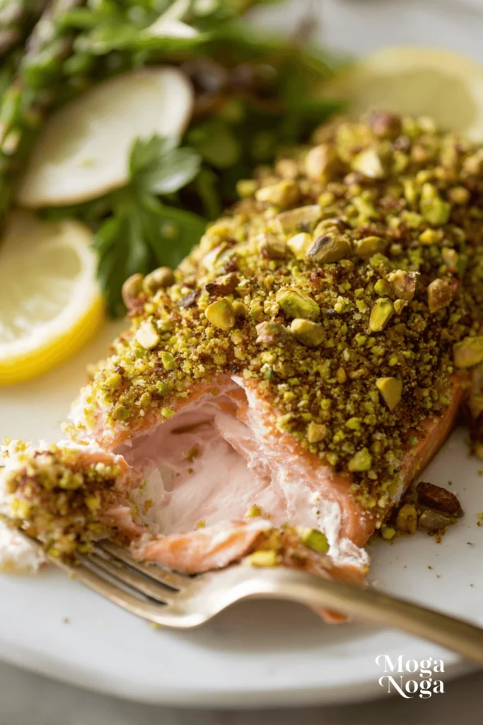 Pistachio Crusted Salmon with Shaved Asparagus Salad-1