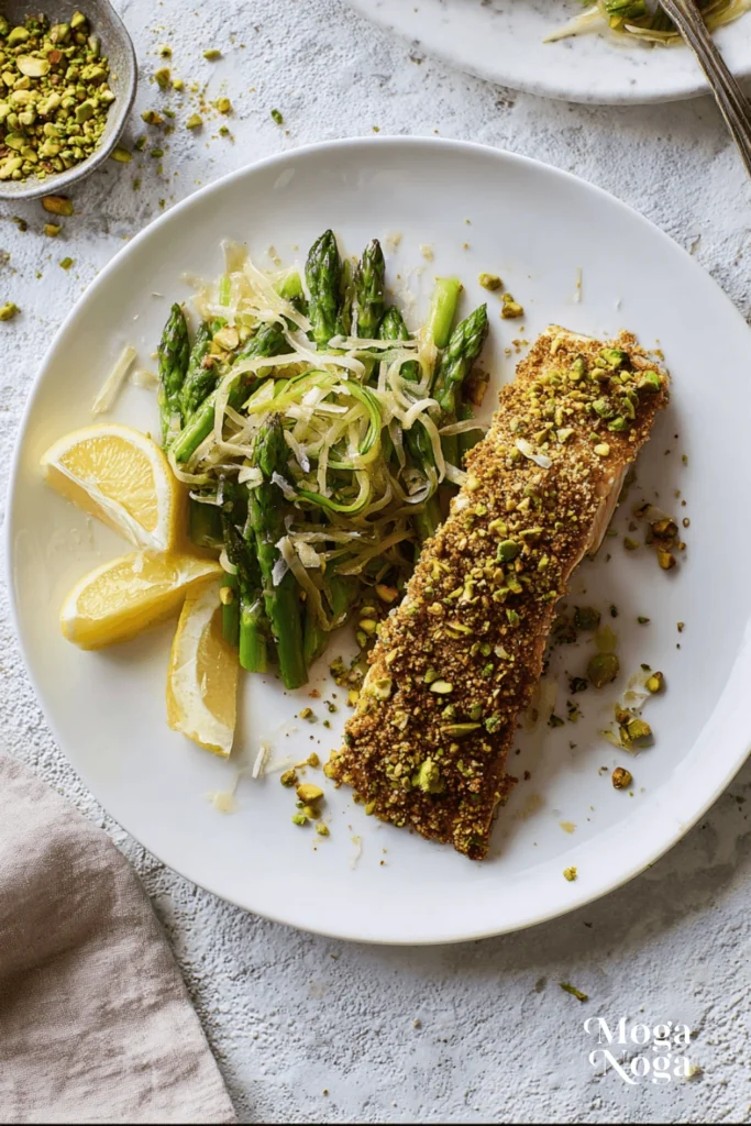 Pistachio Crusted Salmon with Shaved Asparagus Salad-2