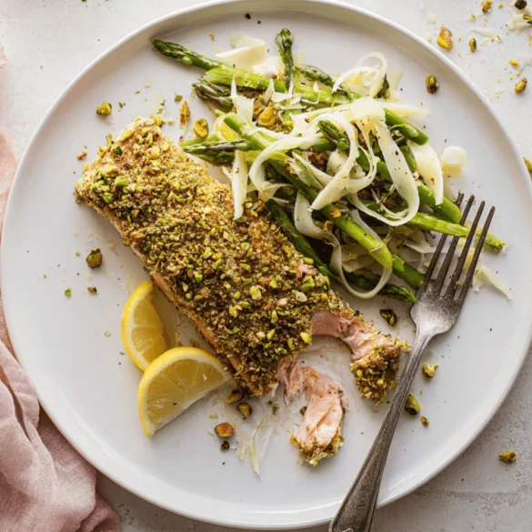 Pistachio Crusted Salmon with Shaved Asparagus Salad