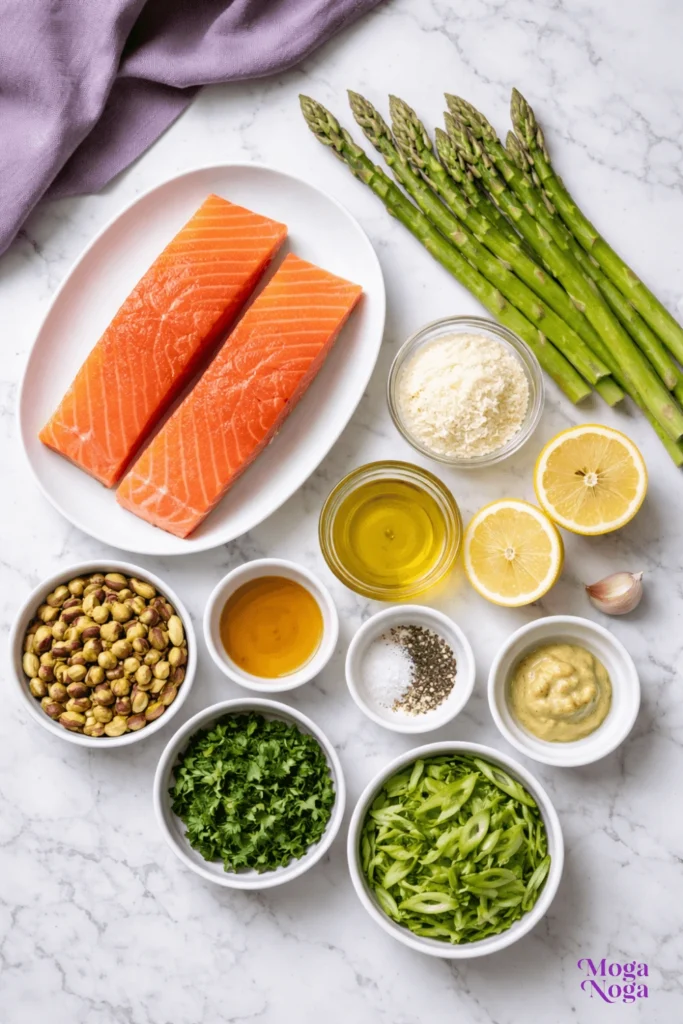 Pistachio Crusted Salmon with Shaved Asparagus Salad-Ingredients