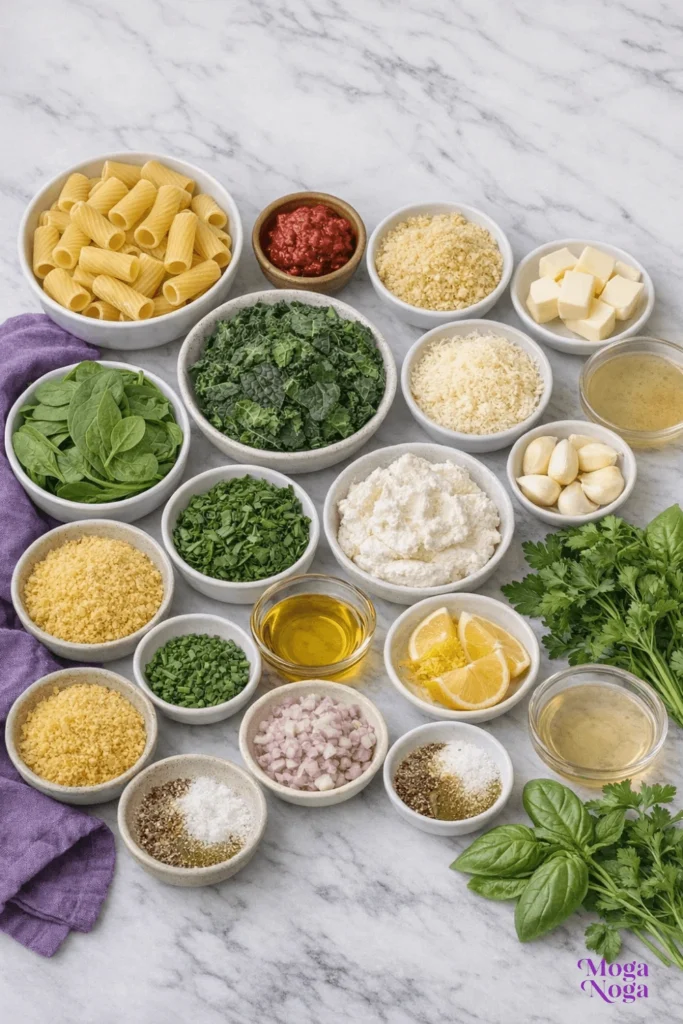 Saucy Green Pasta with Calabrian Breadcrumbs-ingredients