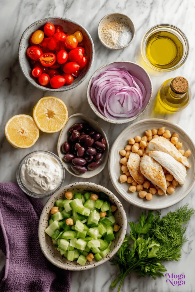 Sheet Pan Greek Chicken and Chickpea Salad-Ingredients