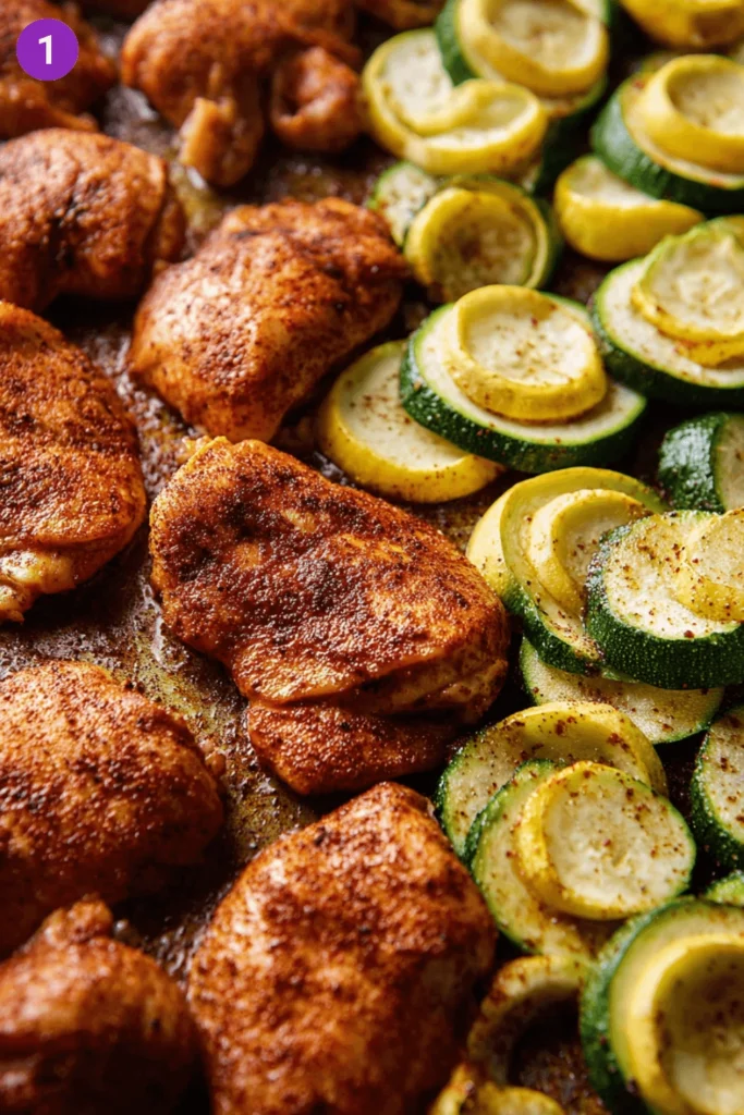 Sheet Pan Hot Honey Garlic Chicken and Zucchini-steps